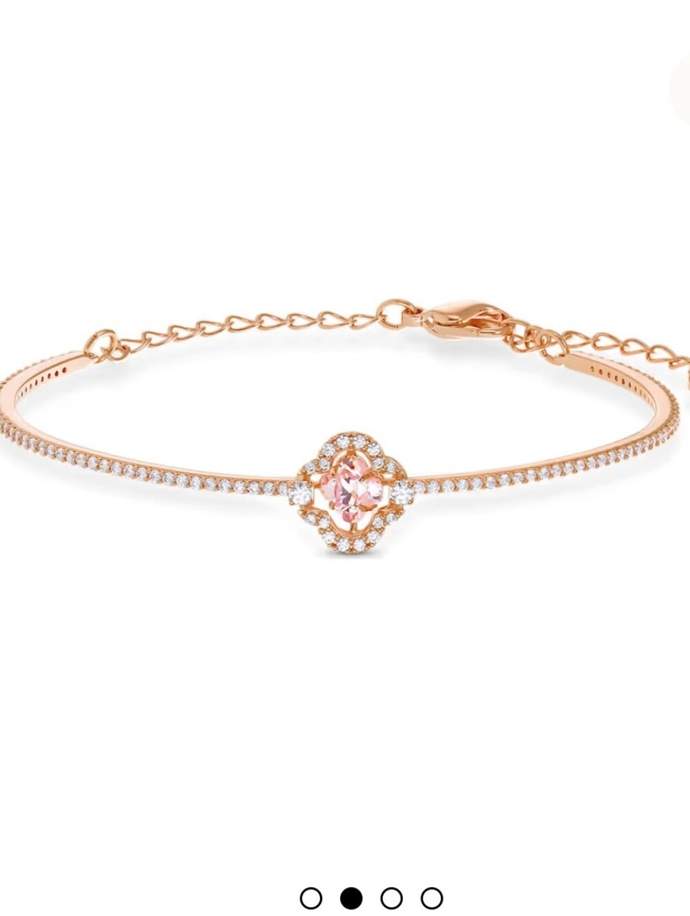 Swarovski Una Bangle Clover, Pink, 18K Rose Gold Finish Size M- Like New